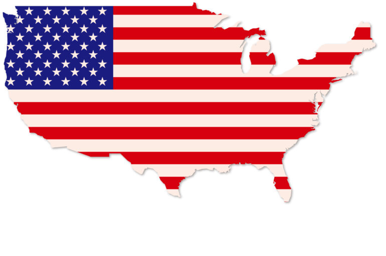 アメリカ 地図状の国旗